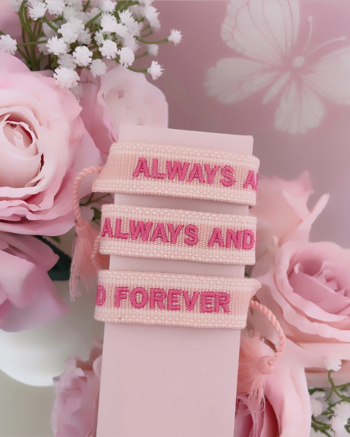 BRACELET BRODÉ ALWAYS AND FOREVER ROSE