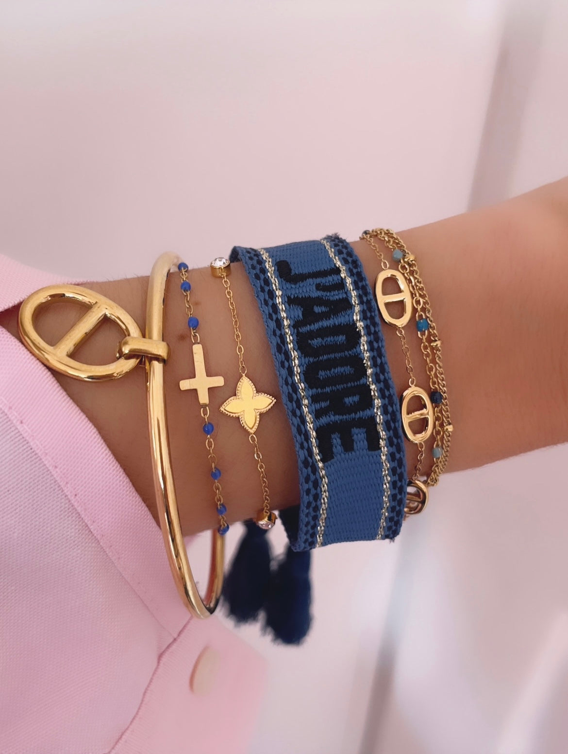 Bracelet « J’adore » bleu marine