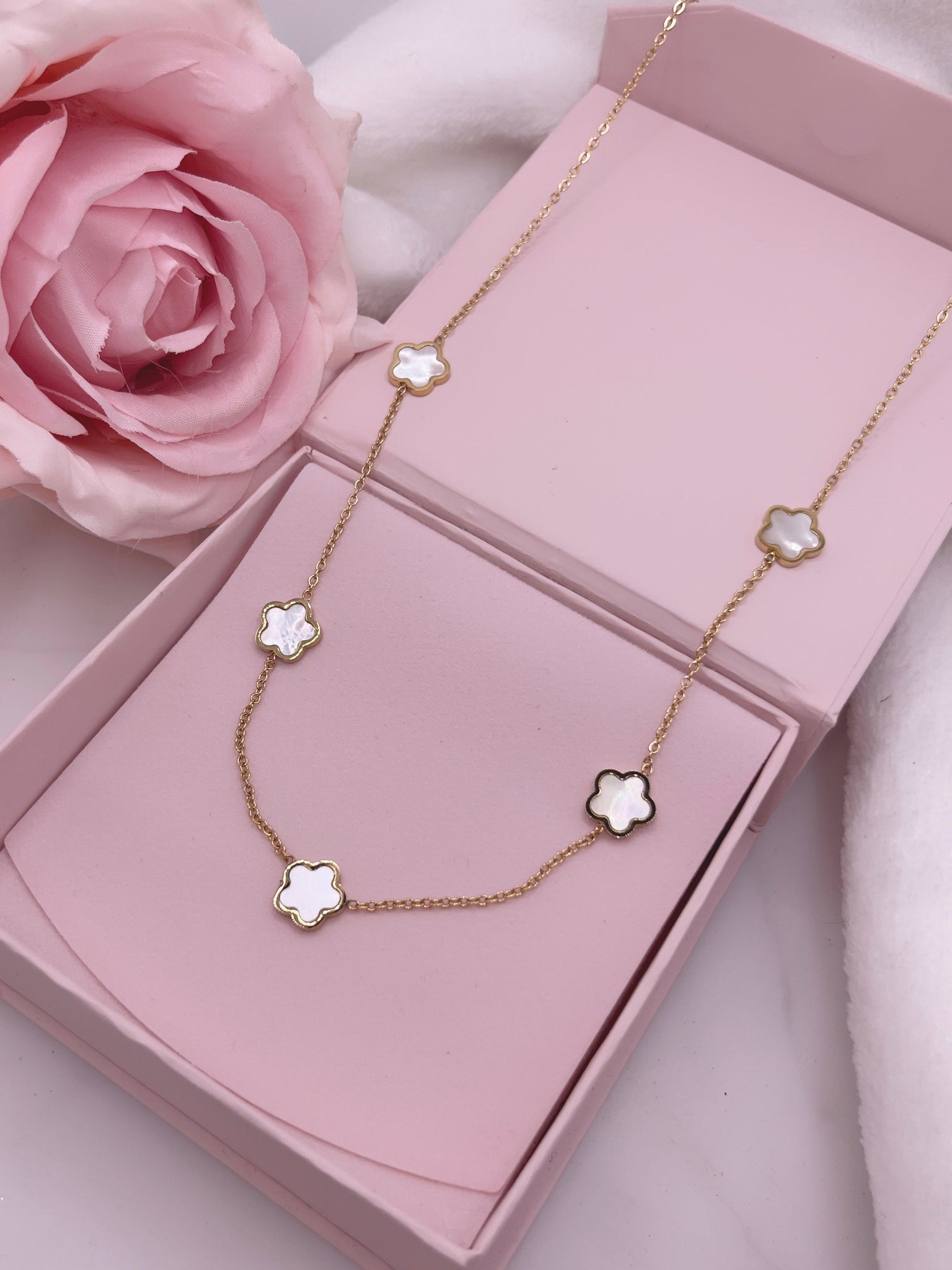 Collier « Clover » Blanc