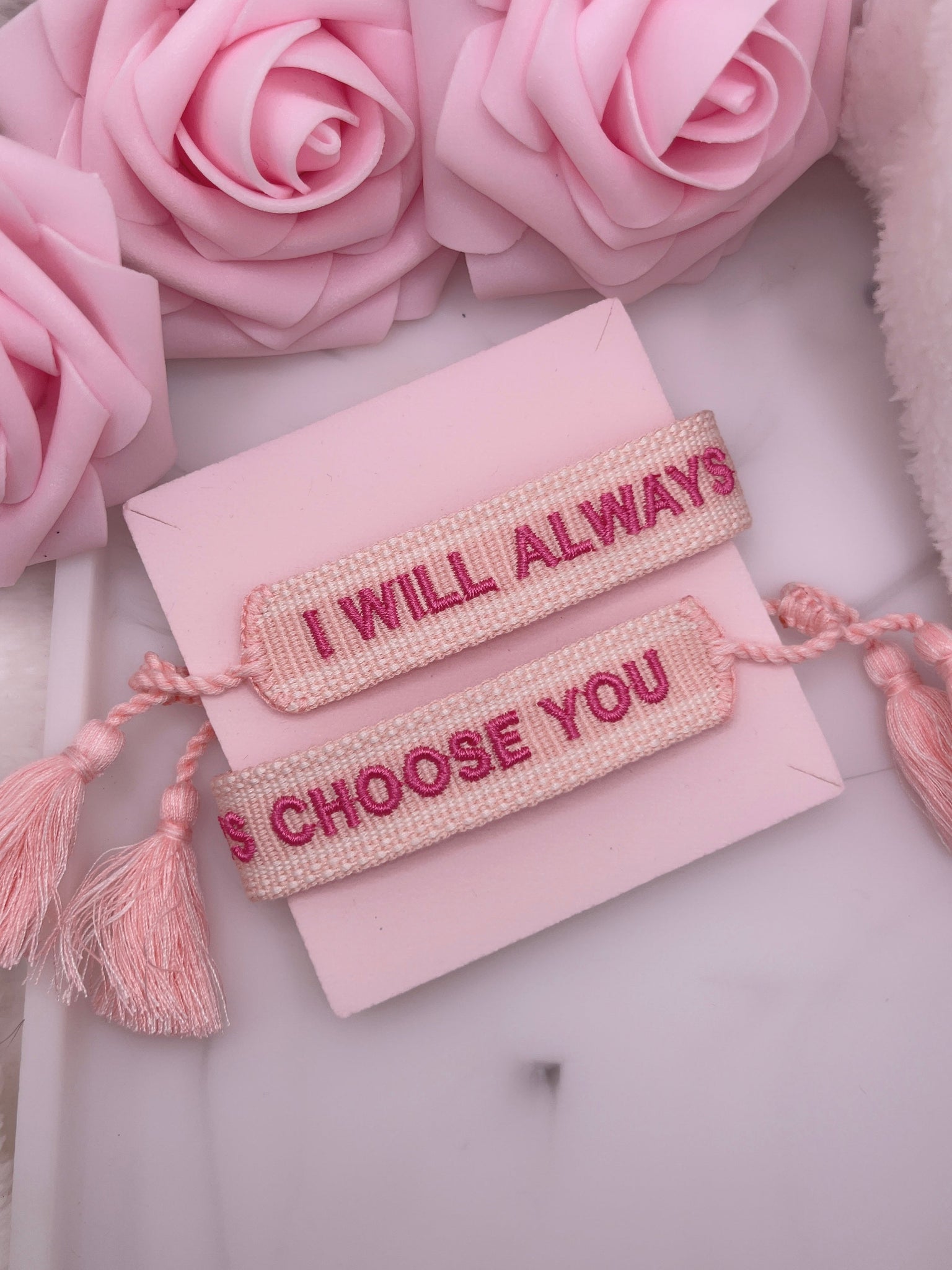 Bracelet « I WILL ALYAYS CHOOSE YOU » Rose