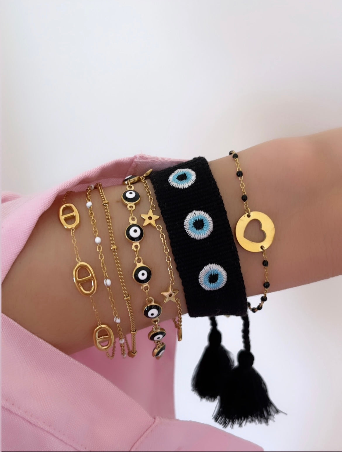 Bracelet brodé « Mykonos » Noir