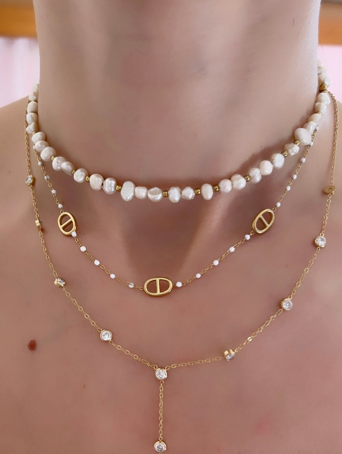 Collier triple « Nila » Blanc