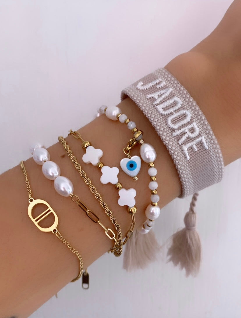 BRACELET BRODÉ J’ADORE BEIGE